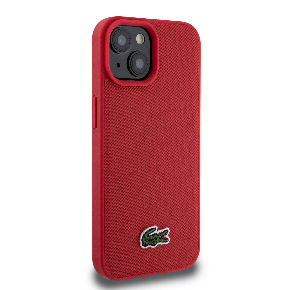 iPhone 15 Kılıf Lacoste orijinal Lisanslı PU Pike Desenli Arka Yüzey İkonik Timsah Dokuma Logolu Kılıf