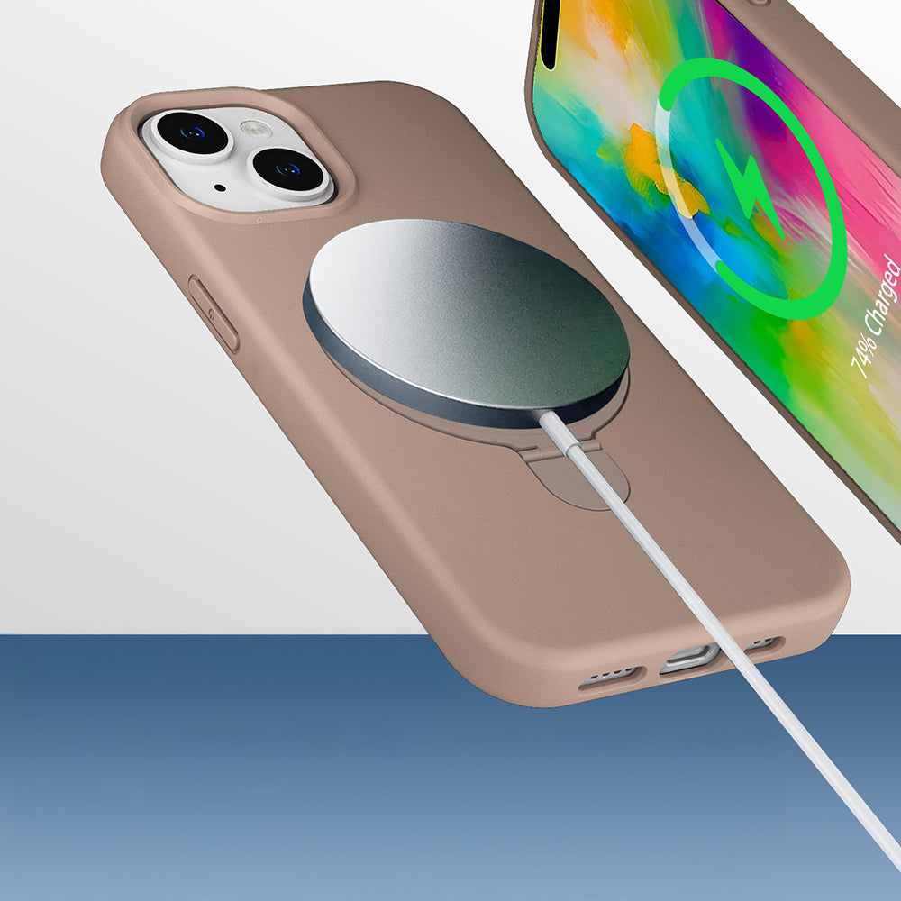 iPhone 15 Kılıf M-safe Şarj Özellikli Standlı Zore Samara Kılıf