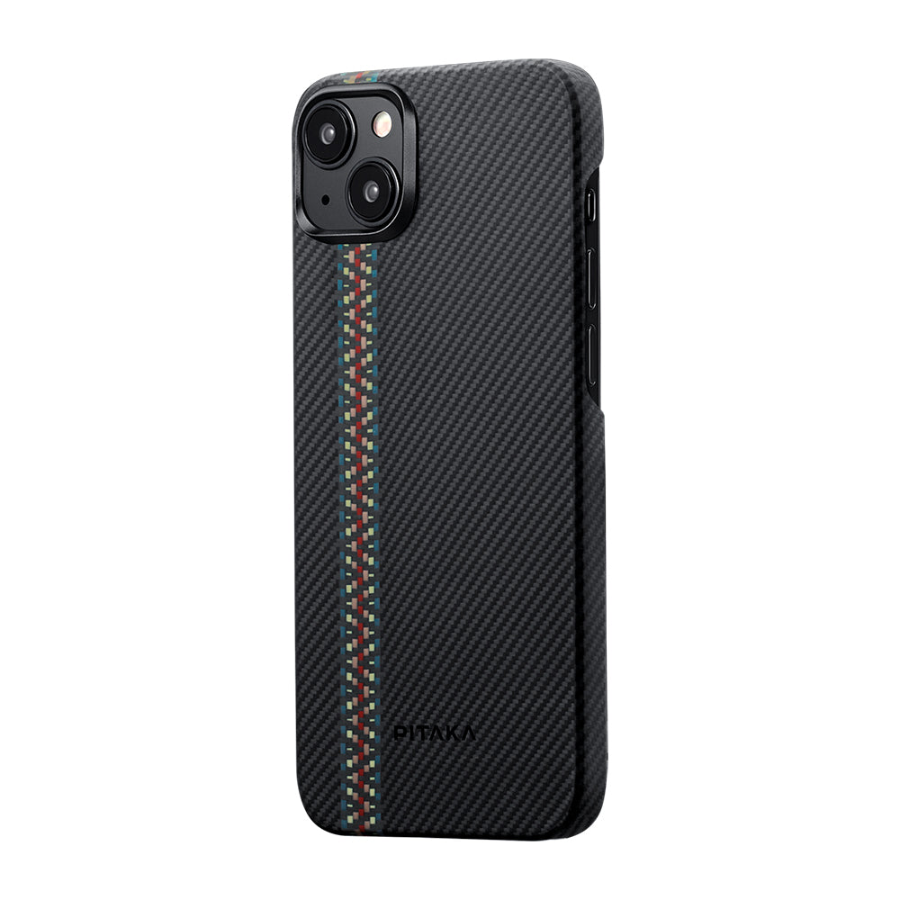 iPhone 15 Kılıf M-safe Şarj Özellikli 600D Aramid Karbon Fiber Pitaka Tactile Woven Orchestra Serisi Rhapsody Kılıf