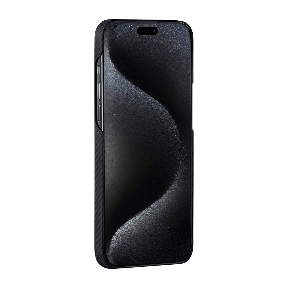 iPhone 15 Kılıf M-safe Şarj Özellikli 600D Aramid Karbon Fiber Pitaka Tactile Woven Orchestra Serisi Rhapsody Kılıf