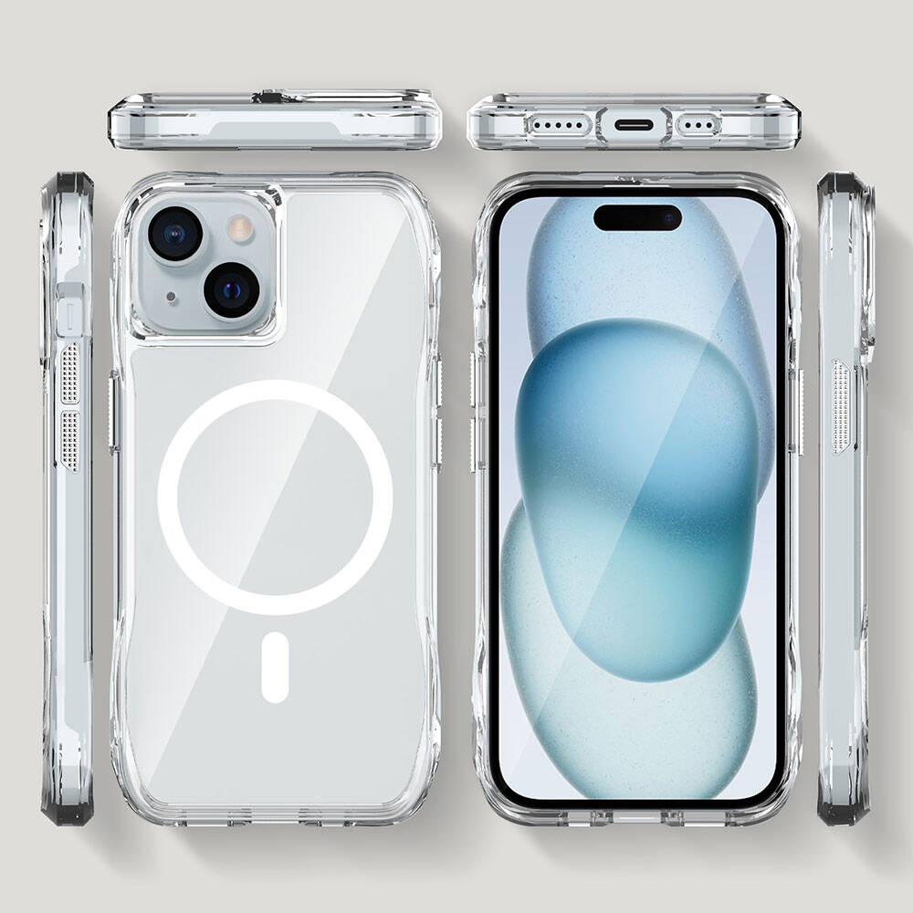 iPhone 15 Kılıf M-safe Şarj Özellikli Airbagli Şeffaf Zore İncek Kılıf
