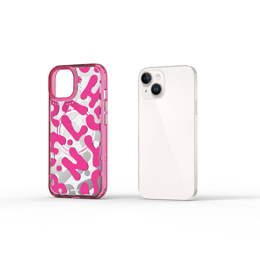 iPhone 15 Kılıf M-safe Şarj Özellikli Boya Desenli Wiwu Fluorescent G Serisi Kılıf