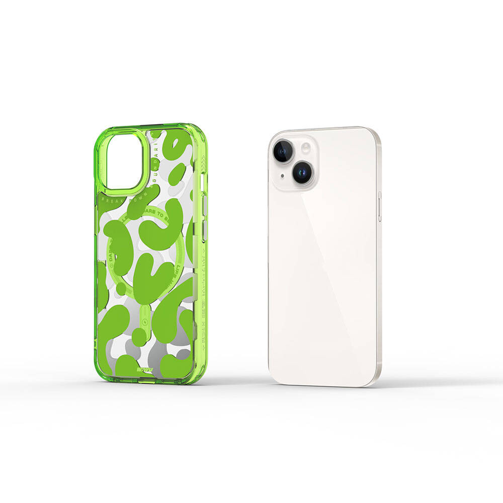 iPhone 15 Kılıf M-safe Şarj Özellikli Boya Desenli Wiwu Fluorescent G Serisi Kılıf
