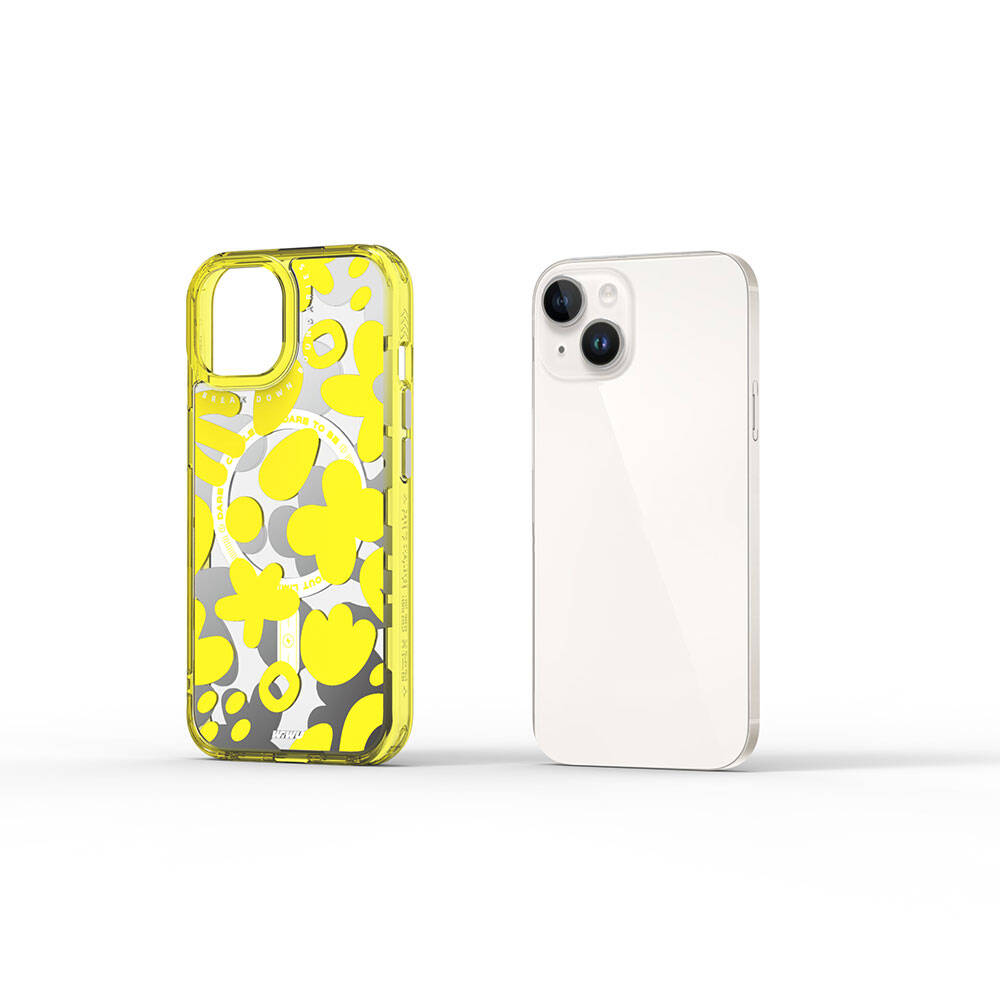 iPhone 15 Kılıf M-safe Şarj Özellikli Boya Desenli Wiwu Fluorescent G Serisi Kılıf
