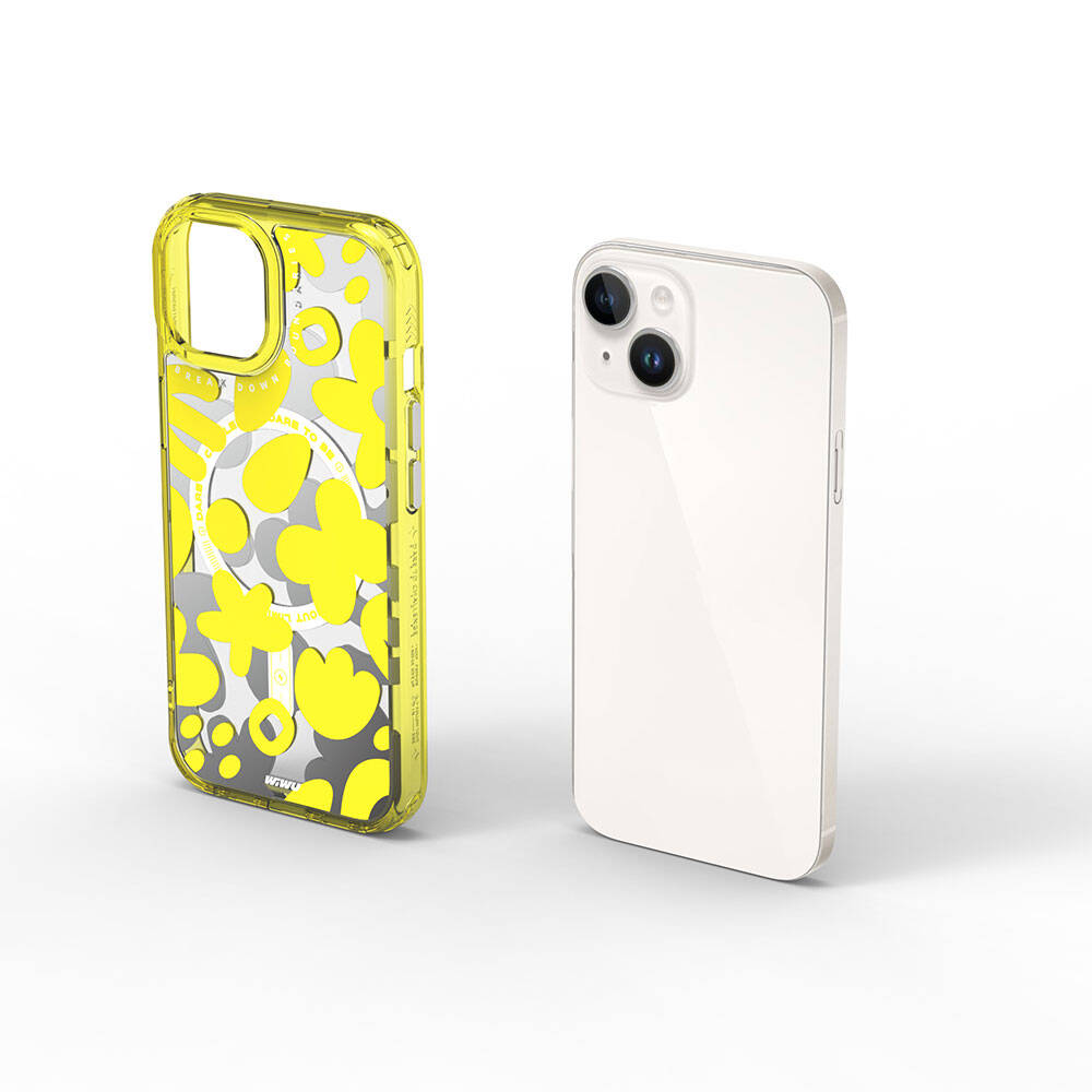 iPhone 15 Kılıf M-safe Şarj Özellikli Boya Desenli Wiwu Fluorescent G Serisi Kılıf