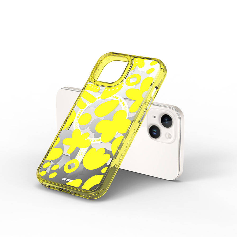 iPhone 15 Kılıf M-safe Şarj Özellikli Boya Desenli Wiwu Fluorescent G Serisi Kılıf
