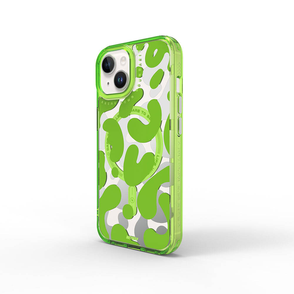 iPhone 15 Kılıf M-safe Şarj Özellikli Boya Desenli Wiwu Fluorescent G Serisi Kılıf
