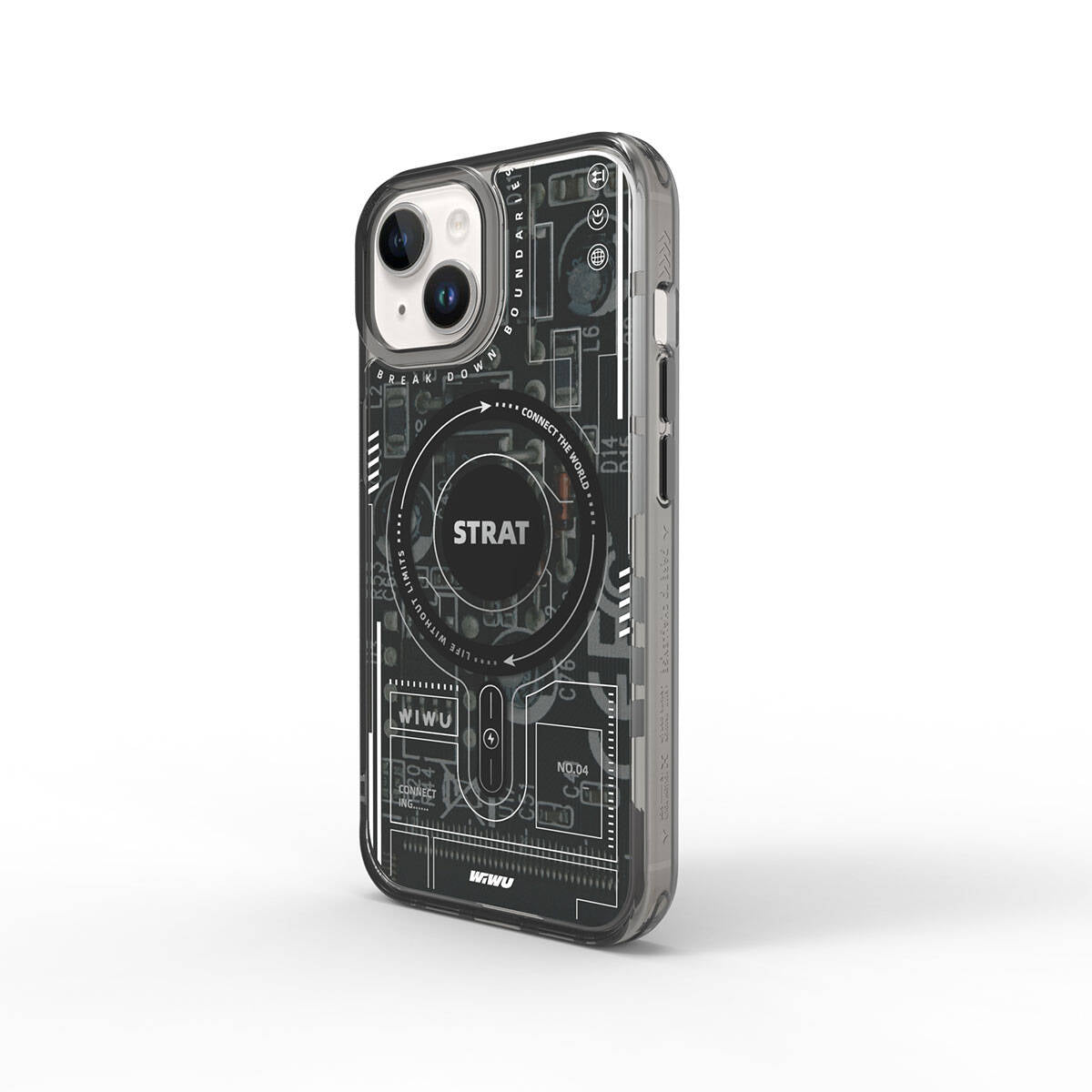 iPhone 15 Kılıf M-safe Şarj Özellikli Desenli Wiwu Mecha Circuit H Serisi Kılıf