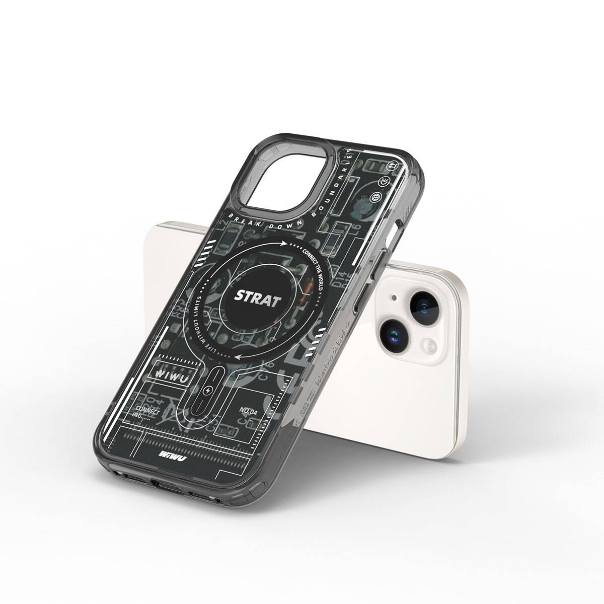 iPhone 15 Kılıf M-safe Şarj Özellikli Desenli Wiwu Mecha Circuit H Serisi Kılıf