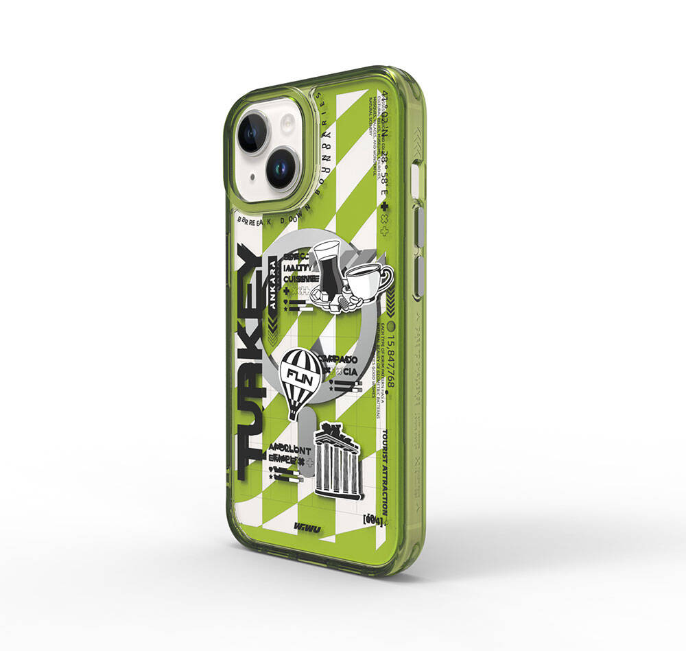 iPhone 15 Kılıf M-safe Şarj Özellikli Desenli Wiwu Turkey A Serisi Kılıf