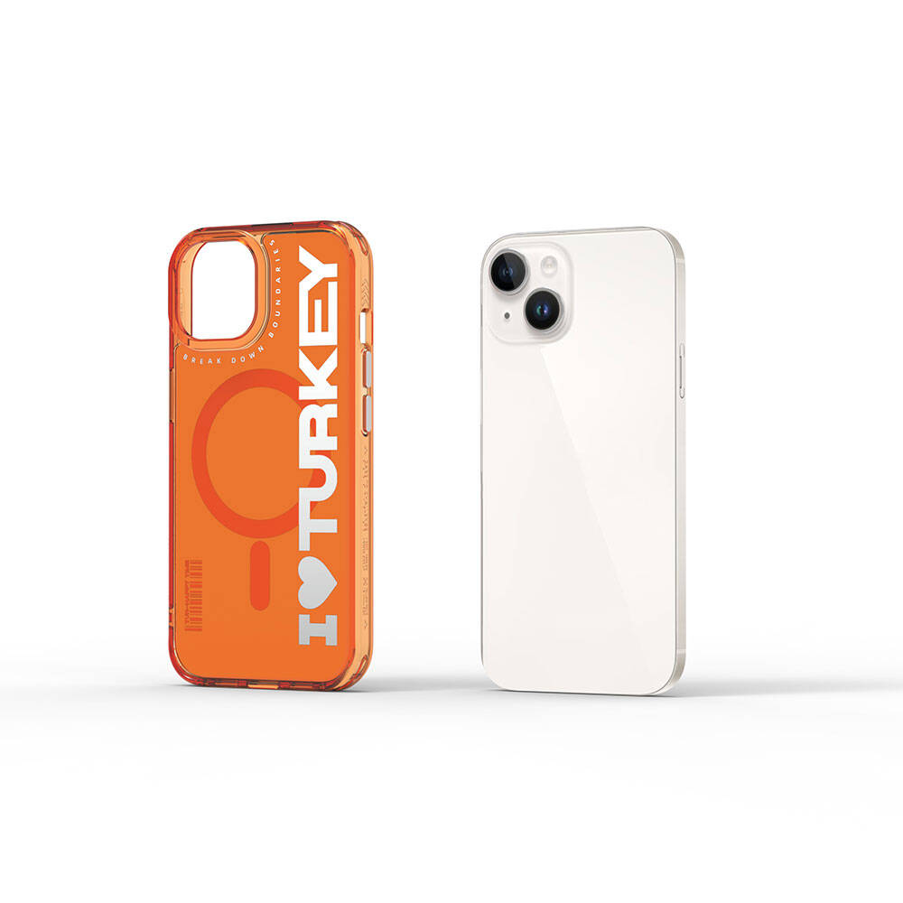 iPhone 15 Kılıf M-safe Şarj Özellikli I Love Turkey Yazı Desenli Wiwu Turkey E Serisi Kılıf