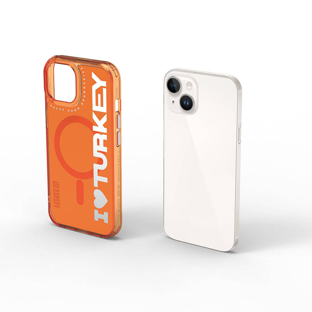 iPhone 15 Kılıf M-safe Şarj Özellikli I Love Turkey Yazı Desenli Wiwu Turkey E Serisi Kılıf