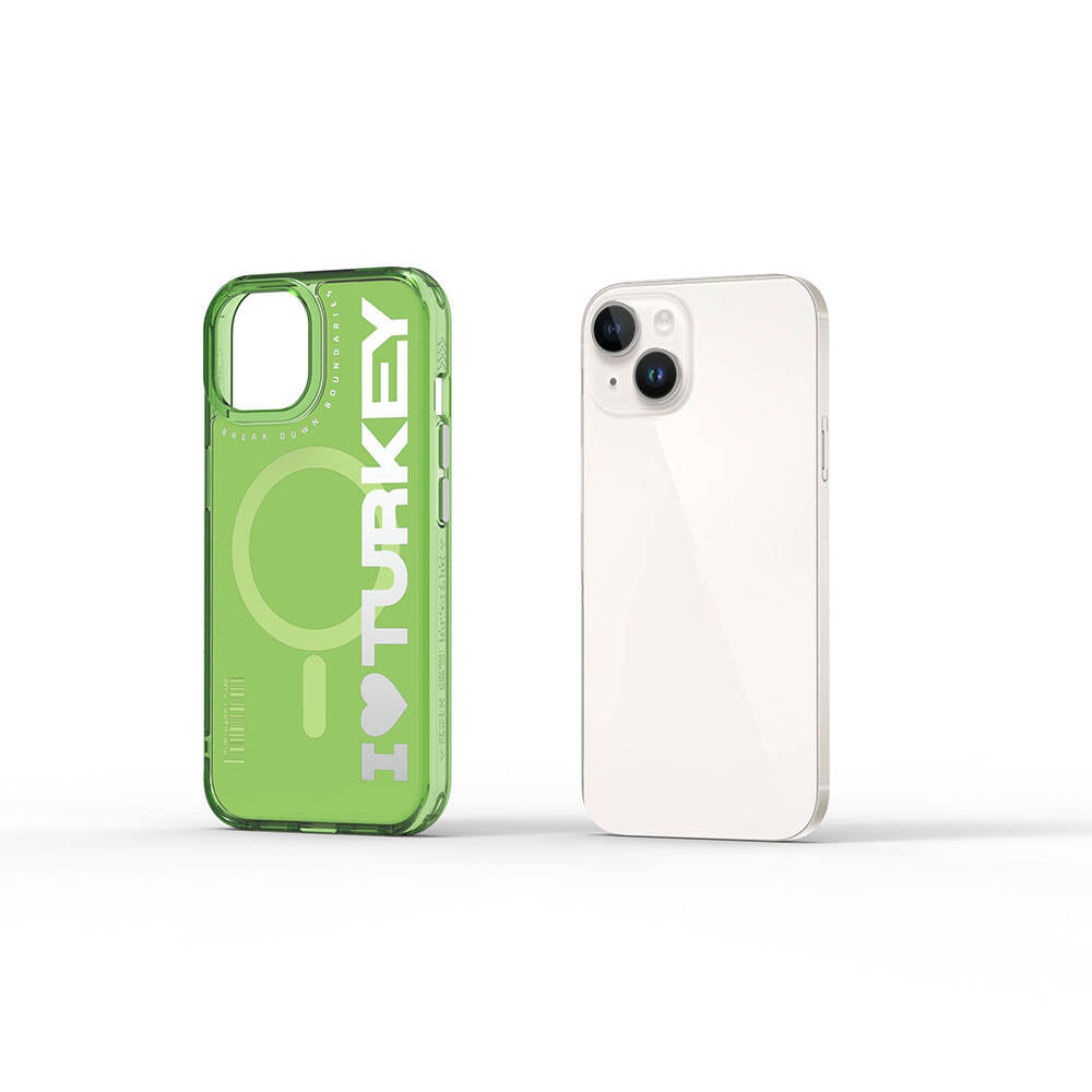 iPhone 15 Kılıf M-safe Şarj Özellikli I Love Turkey Yazı Desenli Wiwu Turkey E Serisi Kılıf