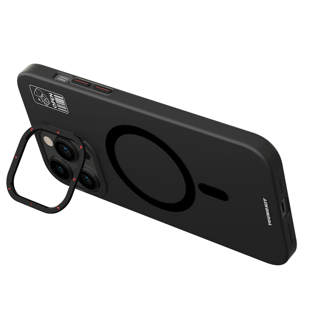 iPhone 15 Kılıf M-safe Şarj Özellikli Standlı YoungKit Hermit Bracket Serisi Kılıf