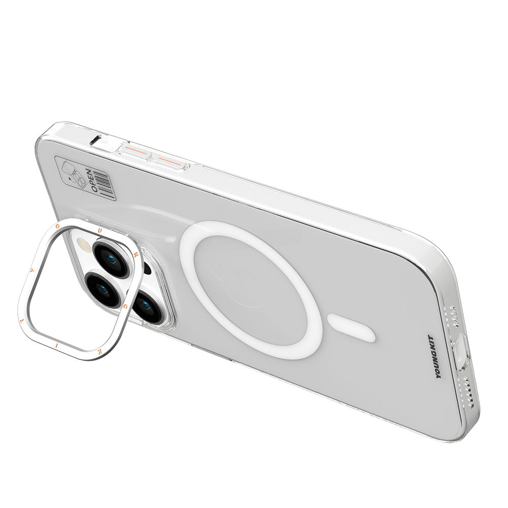 iPhone 15 Kılıf M-safe Şarj Özellikli Standlı YoungKit Hermit Bracket Serisi Kılıf