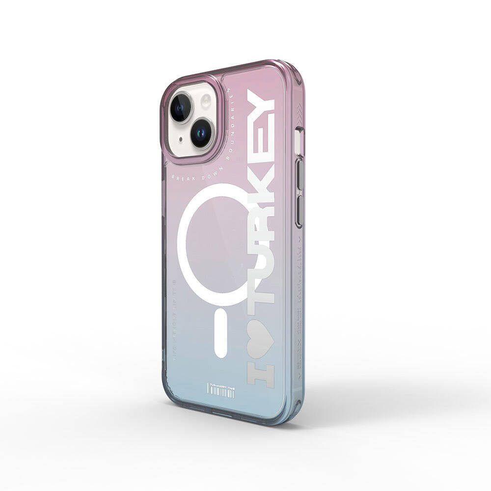 iPhone 15 Kılıf M-safe Şarj Özellikli Transparan Renk Geçişli Wiwu Turkey C Serisi Kılıf