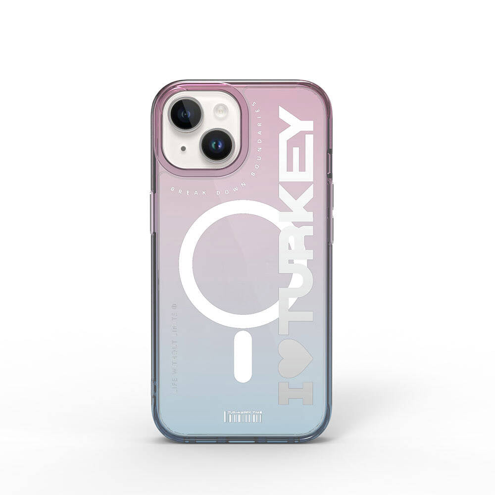 iPhone 15 Kılıf M-safe Şarj Özellikli Transparan Renk Geçişli Wiwu Turkey C Serisi Kılıf