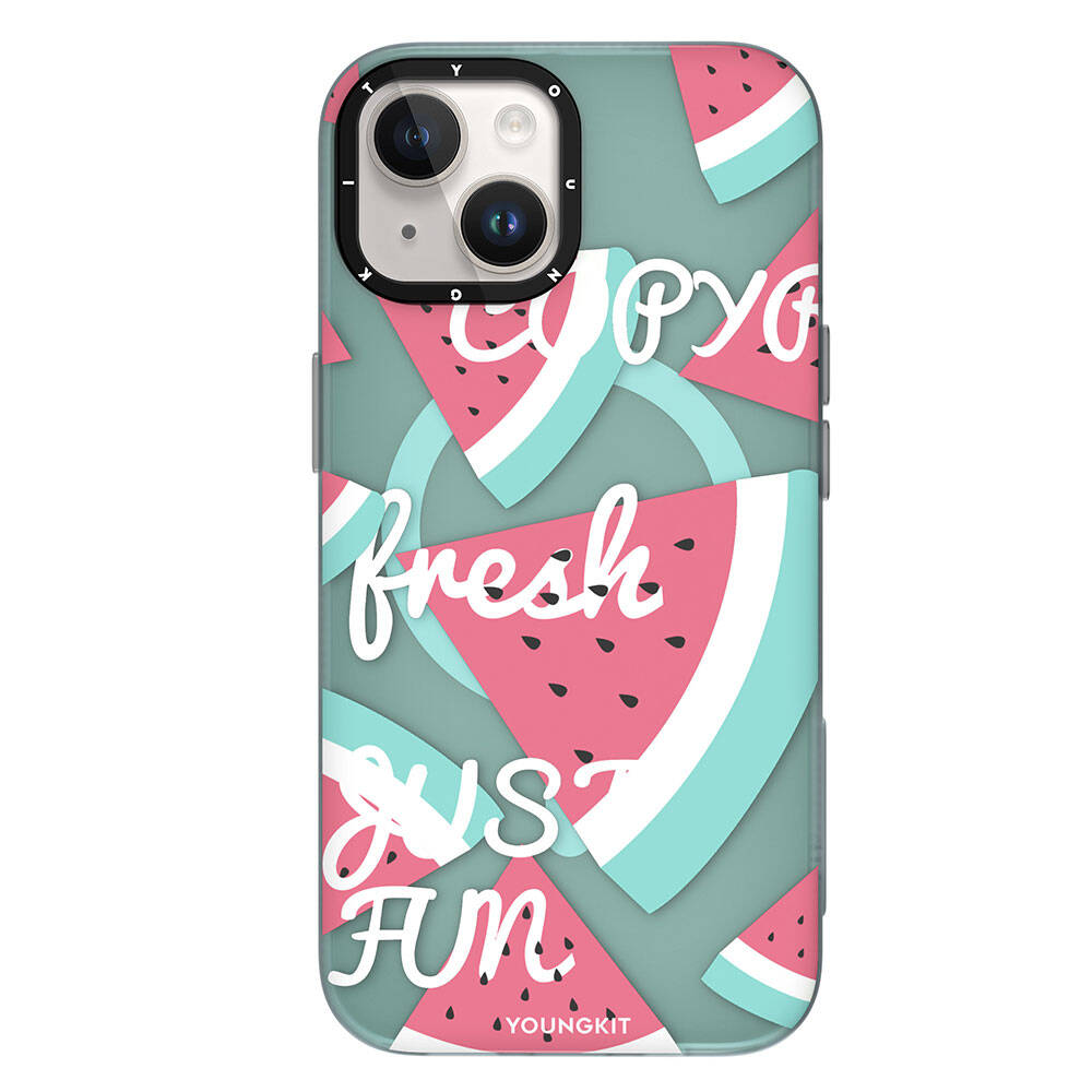 iPhone 15 Kılıf M-safe Şarj Özellikli Yaz Meyvesi Desenli Youngkit Fruity Flavour Serisi Kılıf