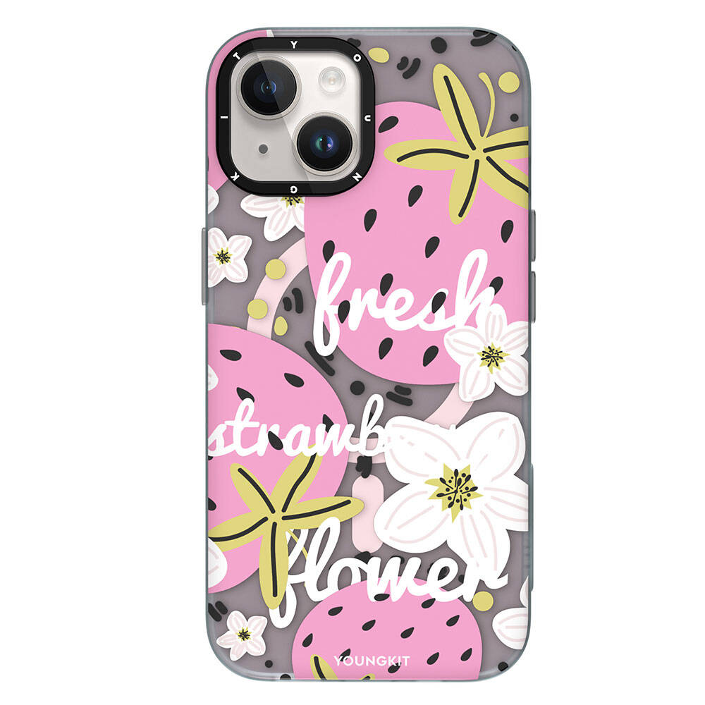 iPhone 15 Kılıf M-safe Şarj Özellikli Yaz Meyvesi Desenli Youngkit Fruity Flavour Serisi Kılıf