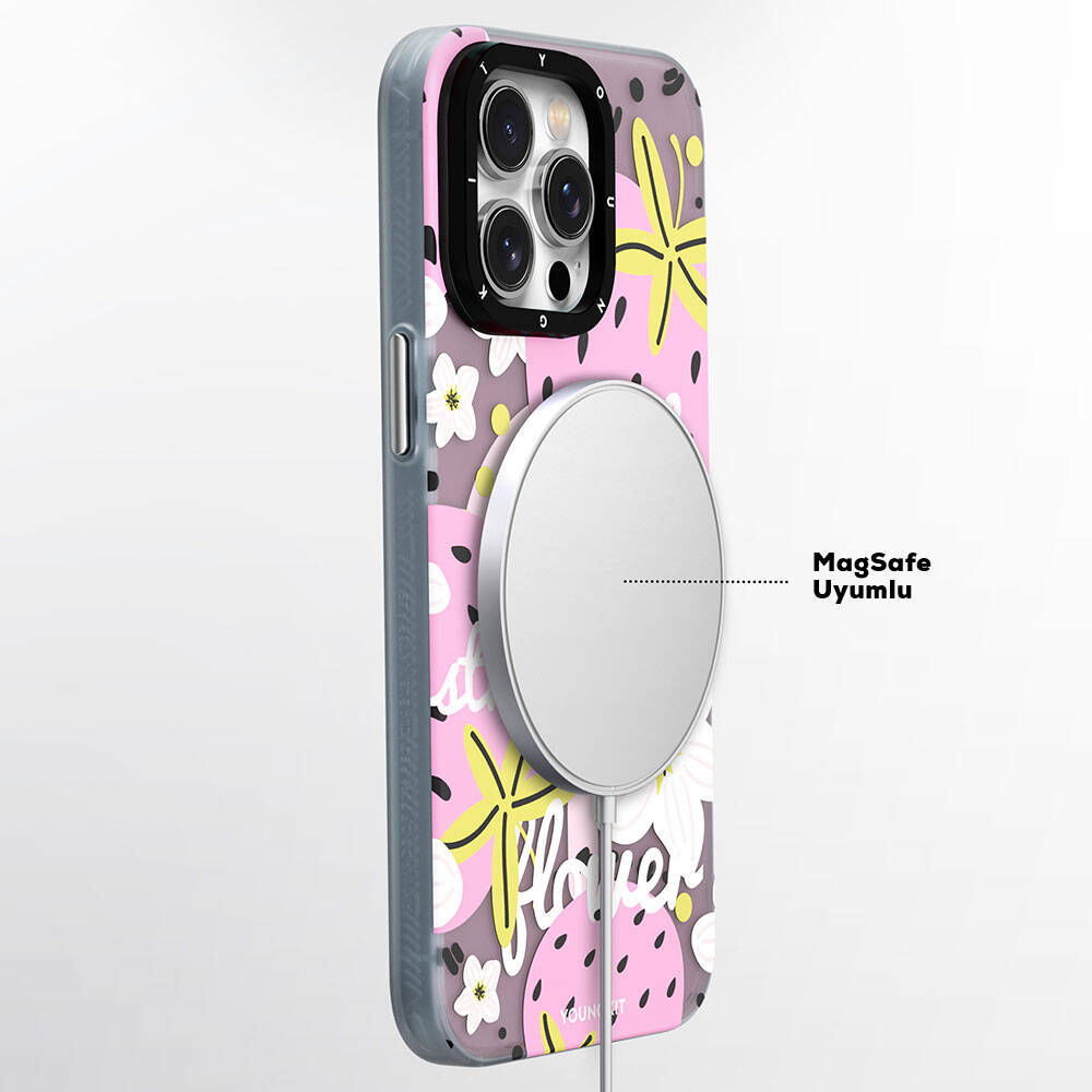 iPhone 15 Kılıf M-safe Şarj Özellikli Yaz Meyvesi Desenli Youngkit Fruity Flavour Serisi Kılıf