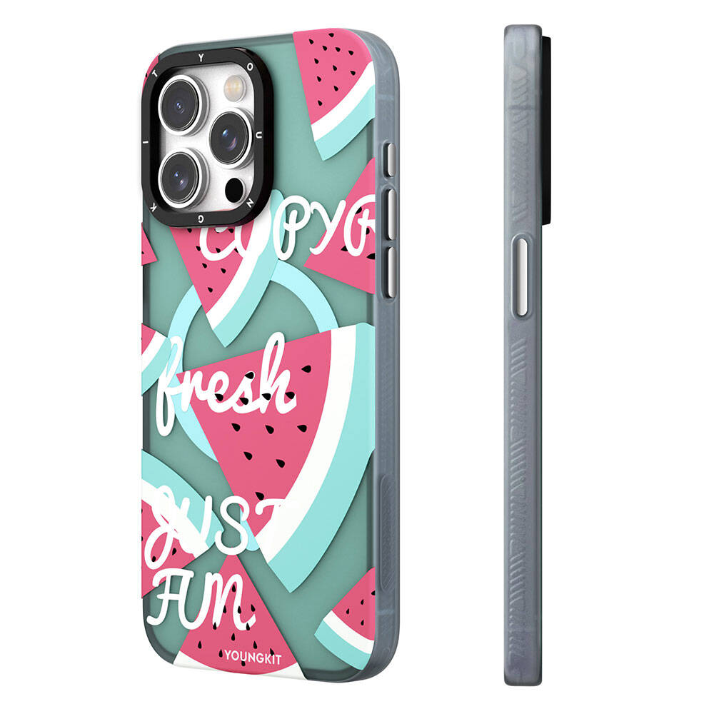 iPhone 15 Kılıf M-safe Şarj Özellikli Yaz Meyvesi Desenli Youngkit Fruity Flavour Serisi Kılıf