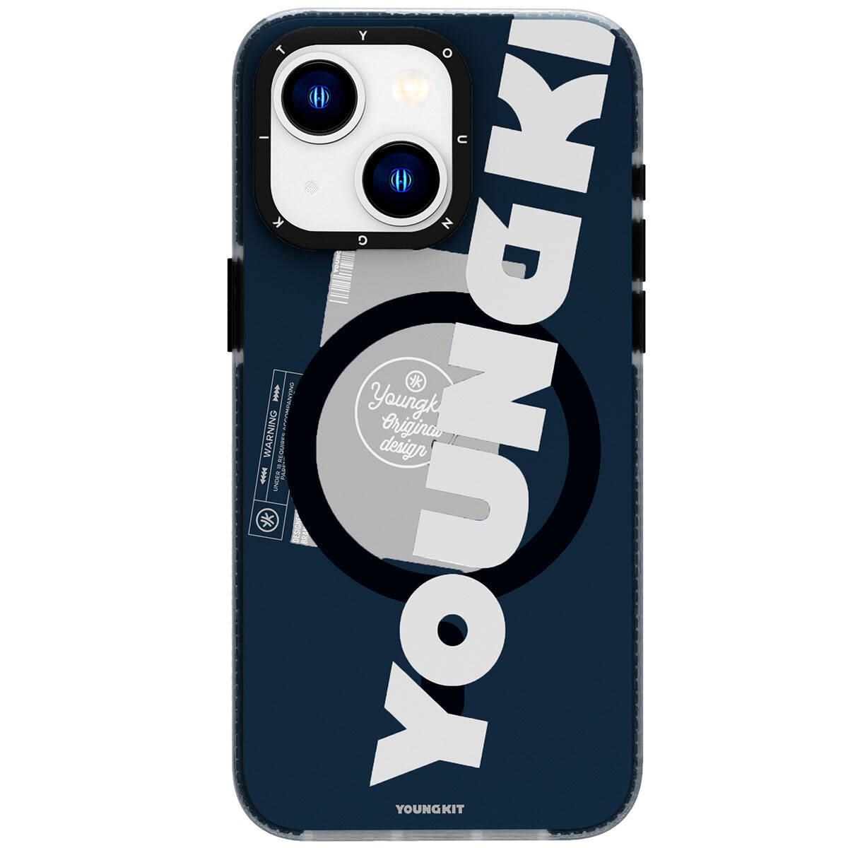 iPhone 15 Kılıf M-safe Şarj Özellikli Youngkit Binfen Serisi Yazı Temalı Kılıf
