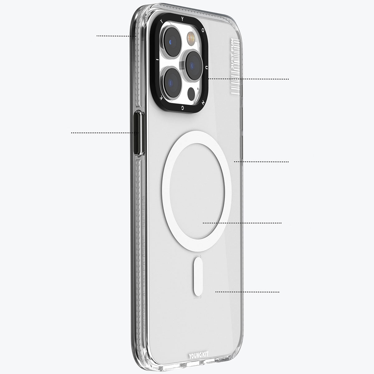 iPhone 15 Kılıf M-safe Şarj Özellikli YoungKit Crystal Color Serisi Kılıf