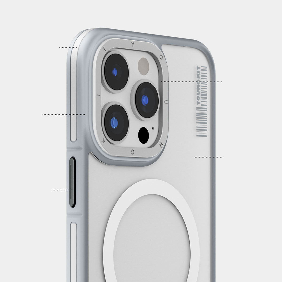 iPhone 15 Kılıf M-safe Şarj Özellikli Youngkit Rock Sand Serisi Kılıf