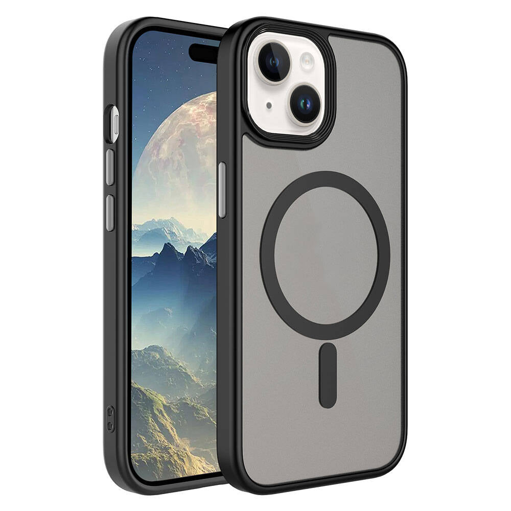 iPhone 15 Kılıf Mat Arka Yüzey Wireless Şarj Özellikli Zore Flet M-safe Kılıf