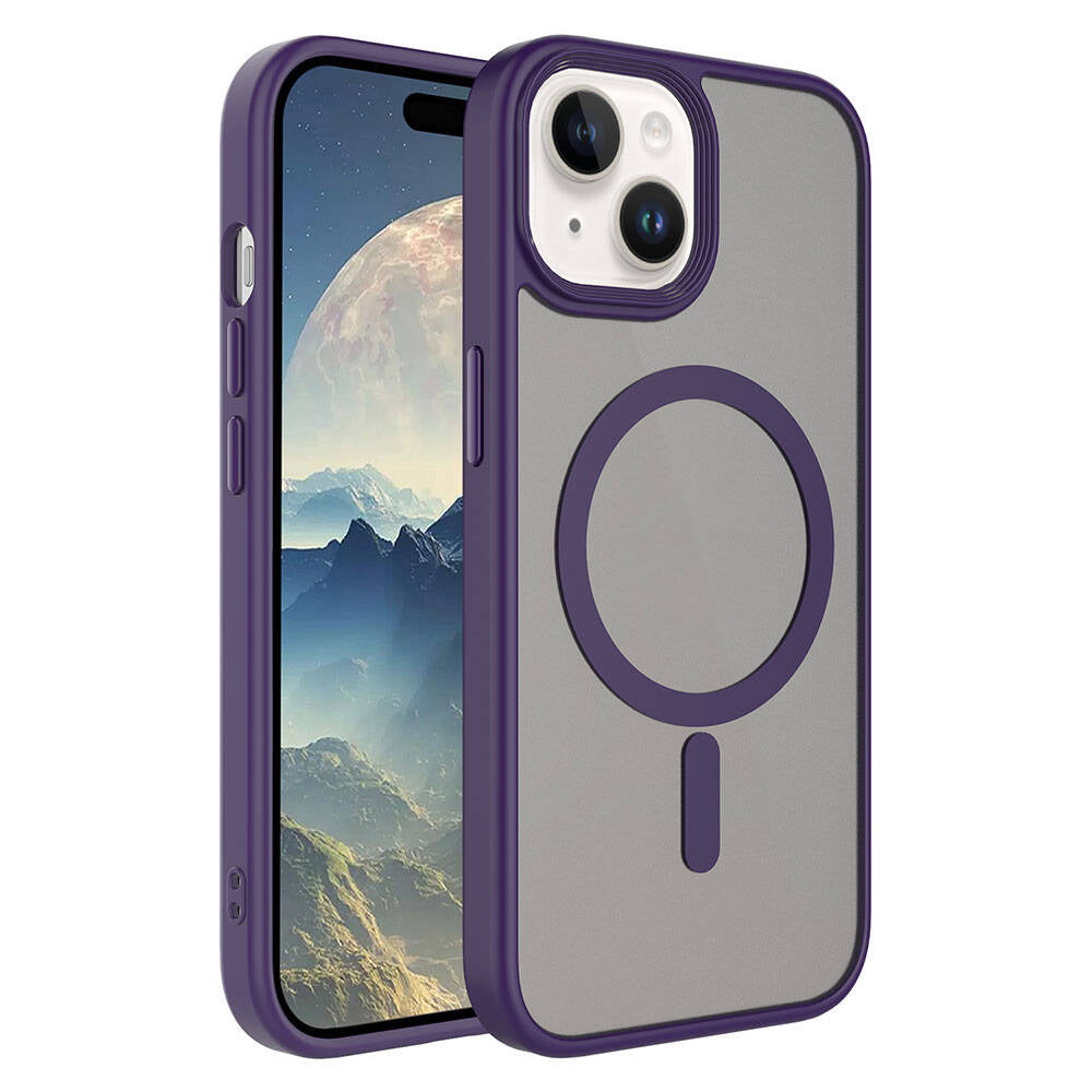 iPhone 15 Kılıf Mat Arka Yüzey Wireless Şarj Özellikli Zore Flet M-safe Kılıf