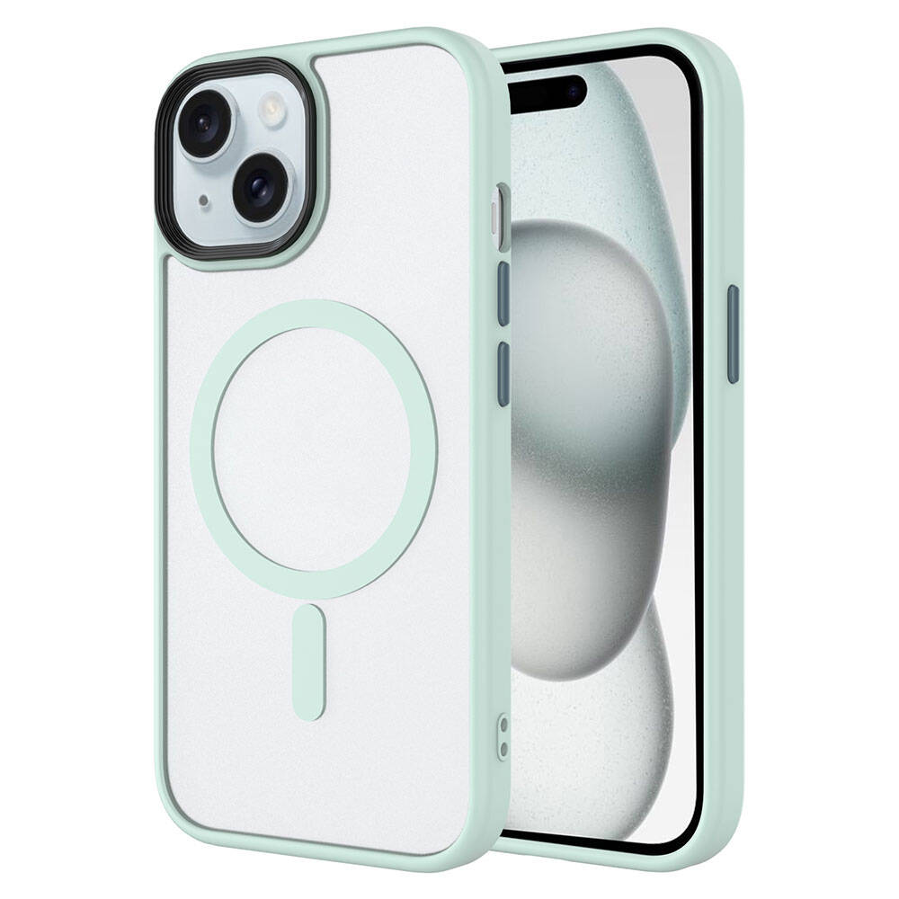 iPhone 15 Kılıf Mat Arka Yüzey Wireless Şarj Özellikli Zore Flet M-safe Kılıf