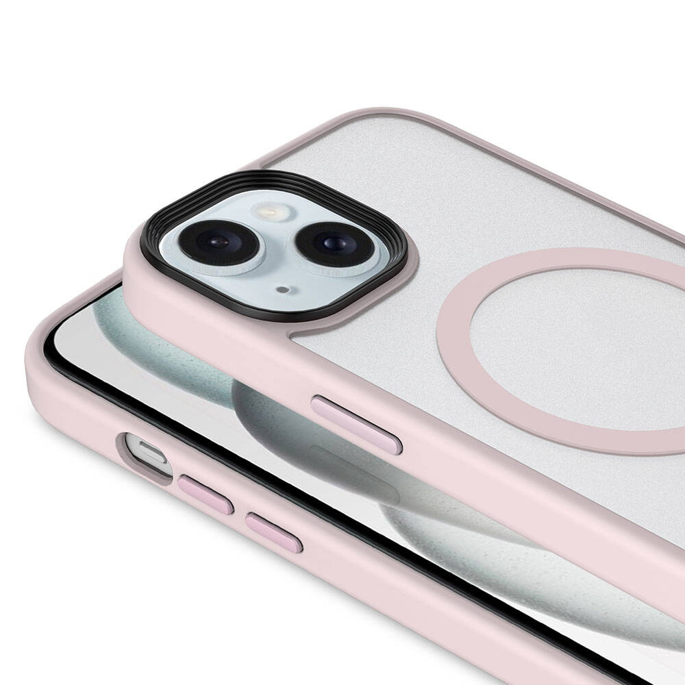 iPhone 15 Kılıf Mat Arka Yüzey Wireless Şarj Özellikli Zore Flet M-safe Kılıf