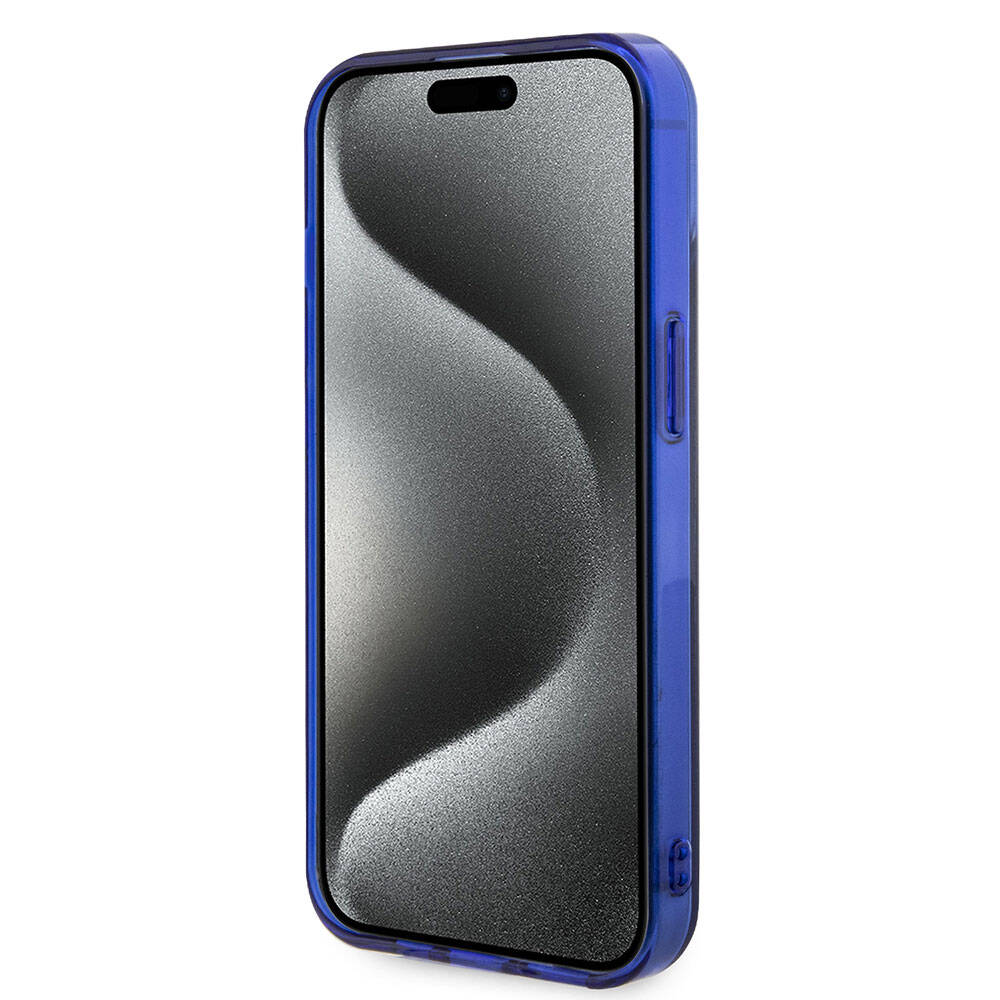 iPhone 15 Kılıf Mercedes Benz Orijinal Lisanslı M-safe Şarj Özellikli Çift Katmanlı Mavi Yıldız Desenli Kılıf