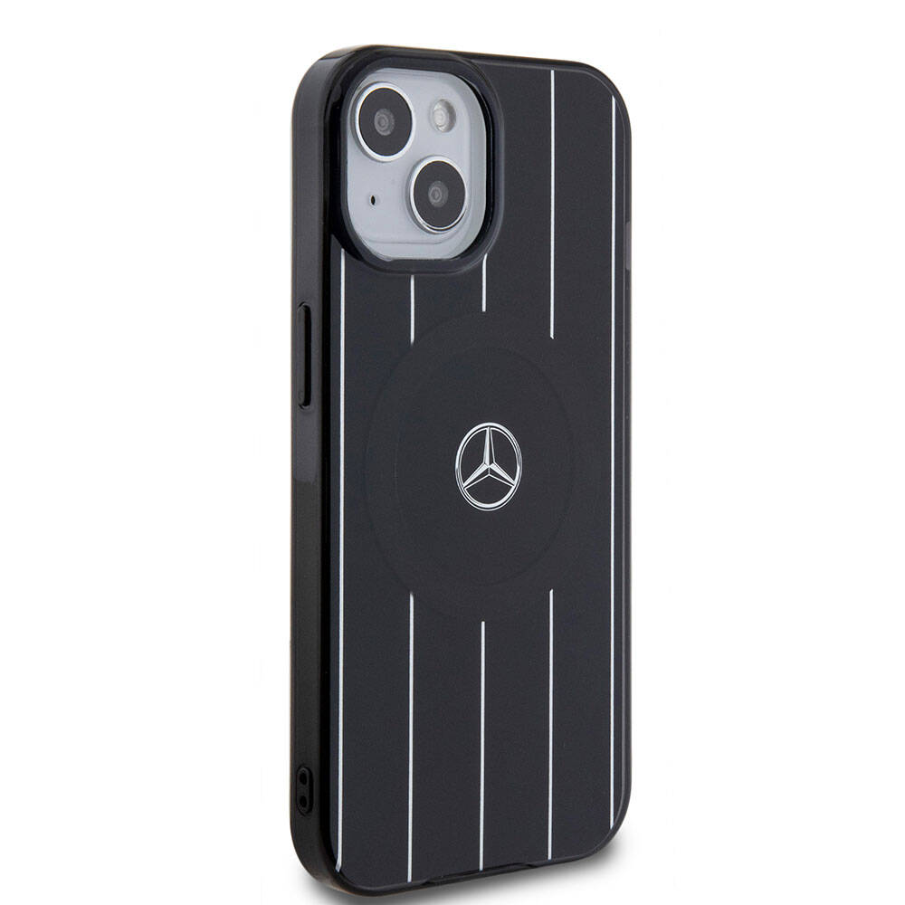 iPhone 15 Kılıf Mercedes Benz Orijinal Lisanslı M-safe Şarj Özellikli Çift Katmanlı Paralel Çizgi Desenli Kılıf