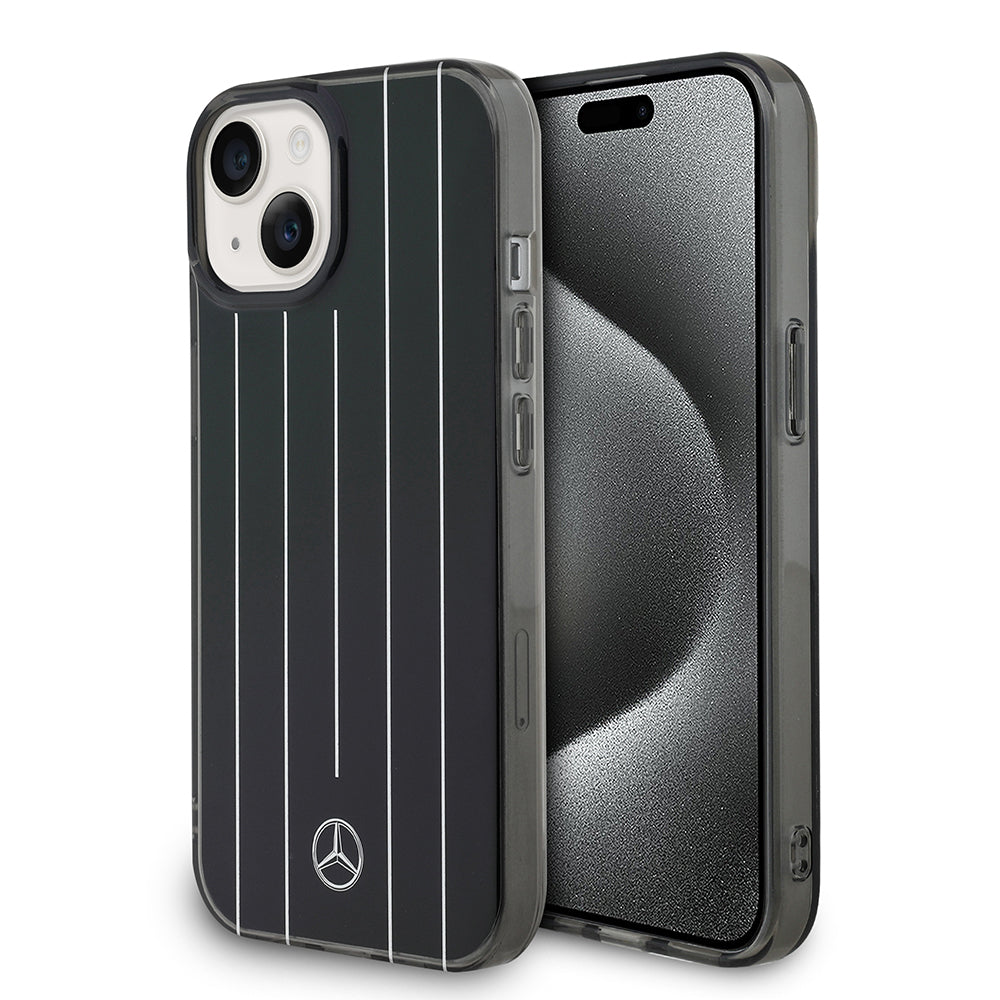 iPhone 15 Kılıf Mercedes Benz Orijinal Lisanslı New Urban 3 IML Baskılı Paralel Çizgi Desenli Kılıf