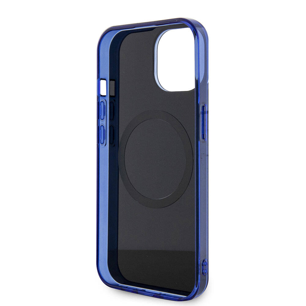 iPhone 15 Kılıf Mercedes Benz OrijinalLisanslı M-safe Şarj Özellikli Çift Katmanlı Mavi Yıldız Desenli Kılıf