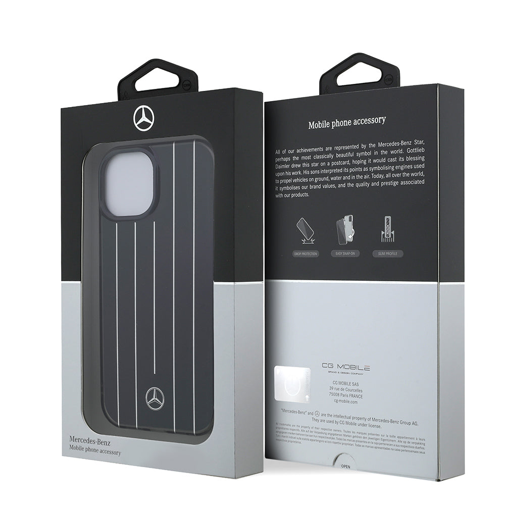 iPhone 15 Kılıf Mercedes Benz OrijinalLisanslı New Urban 3 IML Baskılı Paralel Çizgi Desenli Kılıf