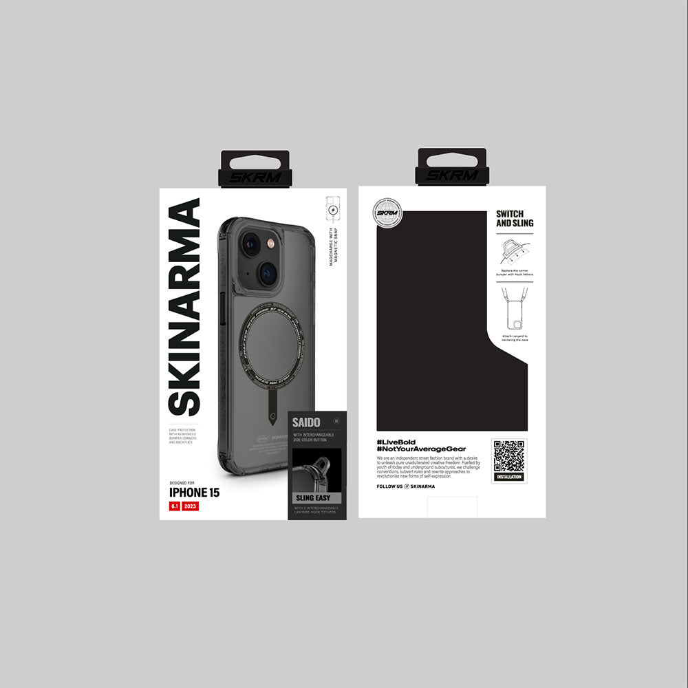 iPhone 15 Kılıf SkinArma Şeffaf Airbag Tasarımlı M-safe Şarj Özellikli Saido Kılıf