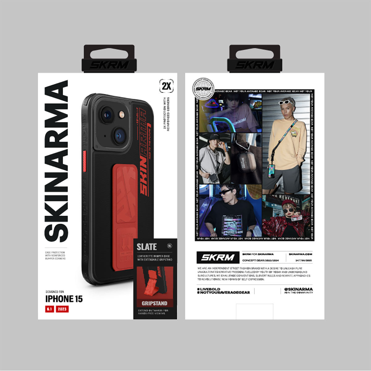 iPhone 15 Kılıf SkinArma Standlı Deri Görünümlü Slate Kılıf