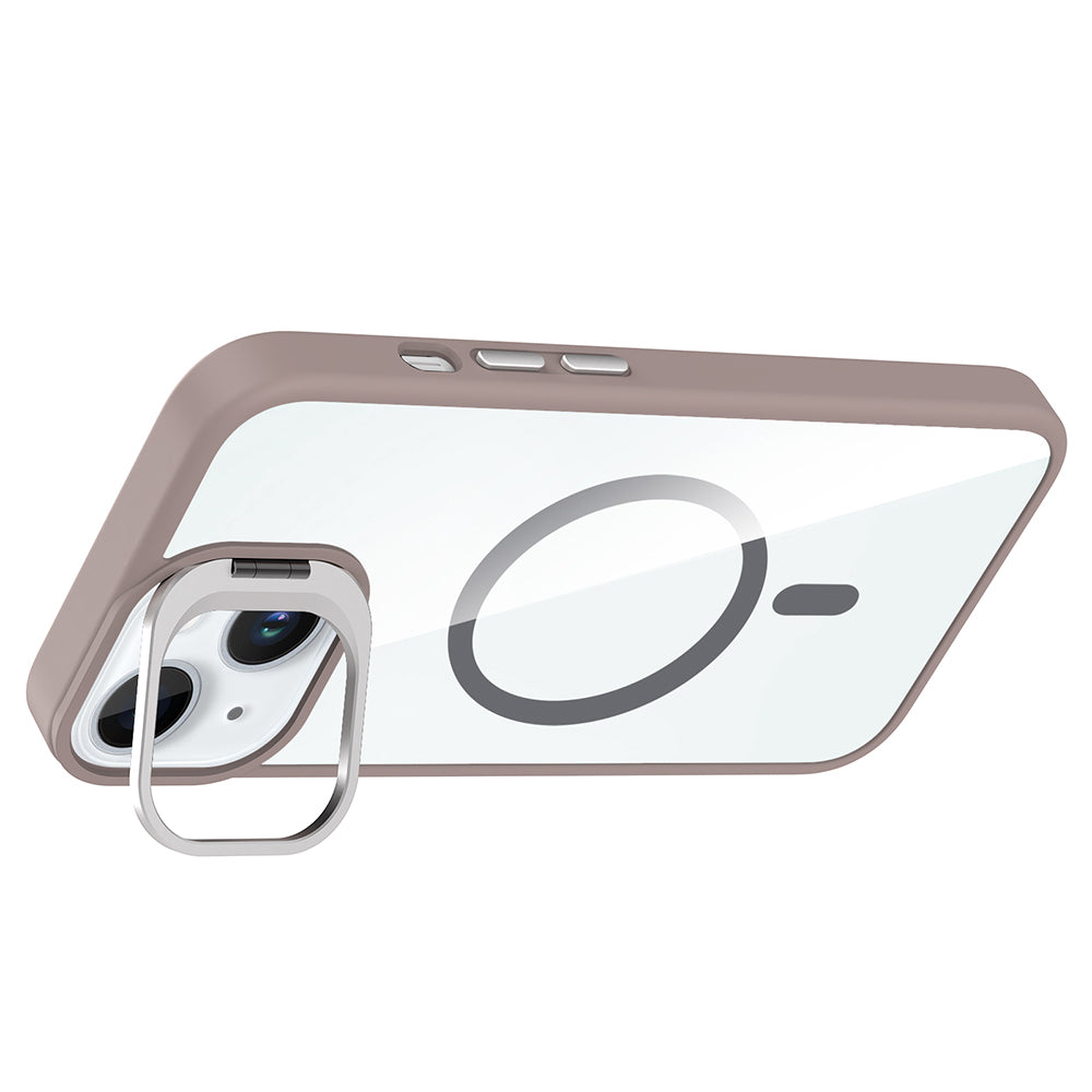 iPhone 15 Kılıf Standlı ve Kamera Lens Hediyeli M-Safe Şarj Özellikli Zore Etro Kılıf