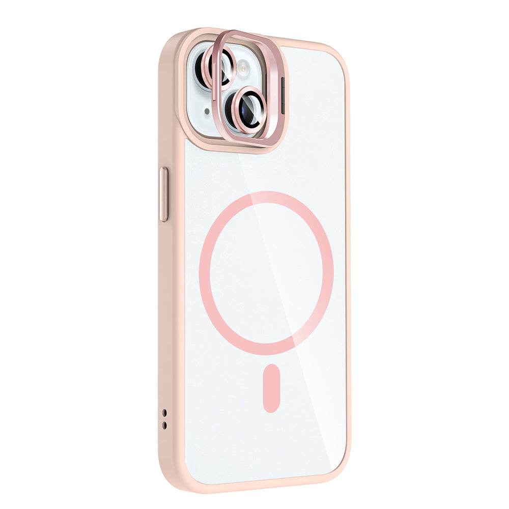 iPhone 15 Kılıf Standlı ve Kamera Lens Hediyeli M-Safe Şarj Özellikli Zore Etro Kılıf