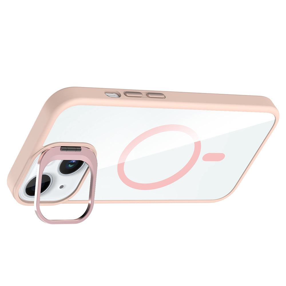 iPhone 15 Kılıf Standlı ve Kamera Lens Hediyeli M-Safe Şarj Özellikli Zore Etro Kılıf