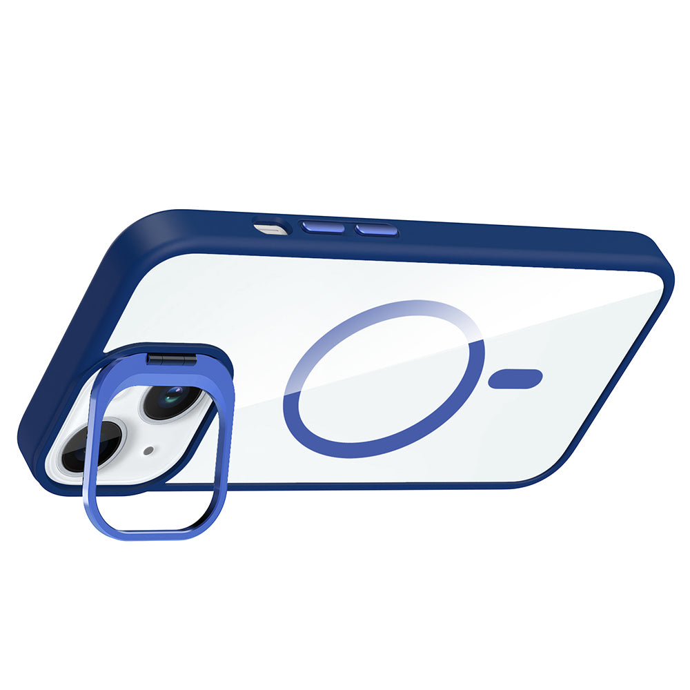 iPhone 15 Kılıf Standlı ve Kamera Lens Hediyeli M-Safe Şarj Özellikli Zore Etro Kılıf