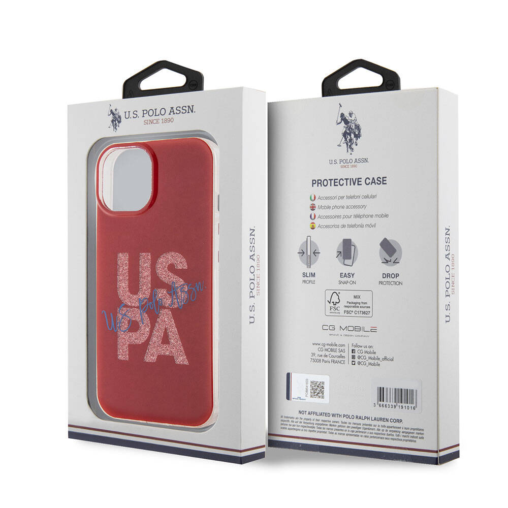 iPhone 15 Kılıf U.S. Polo Assn. Orijinal Lisanslı Simli Parlak Alfabe Tasarım Kılıf