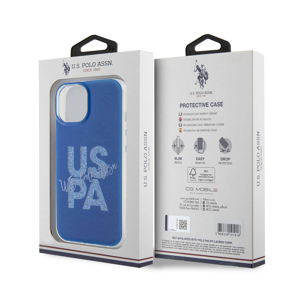 iPhone 15 Kılıf U.S. Polo Assn. Orijinal Lisanslı Simli Parlak Alfabe Tasarım Kılıf