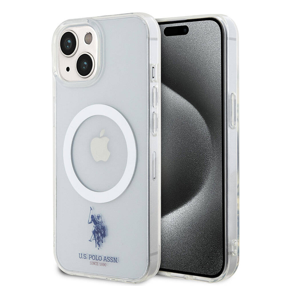 iPhone 15 Kılıf U.S. Polo Assn. Orijinal Lisanslı M-safe Şarj Özellikli Transparan Tasarım Kılıf