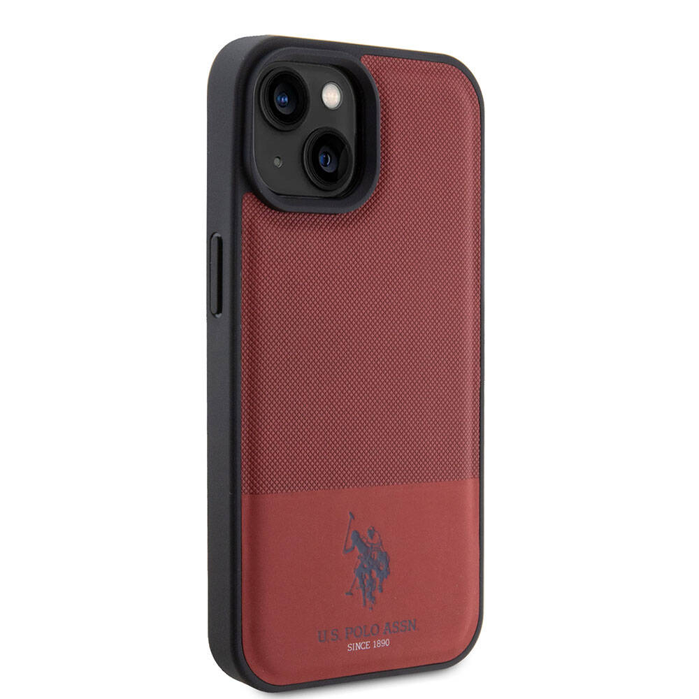 iPhone 15 Kılıf U.S. Polo Assn. Orijinal Lisanslı Suni Deri Arka Yüzey Baskı Logolu Örgü Desenli Kılıf