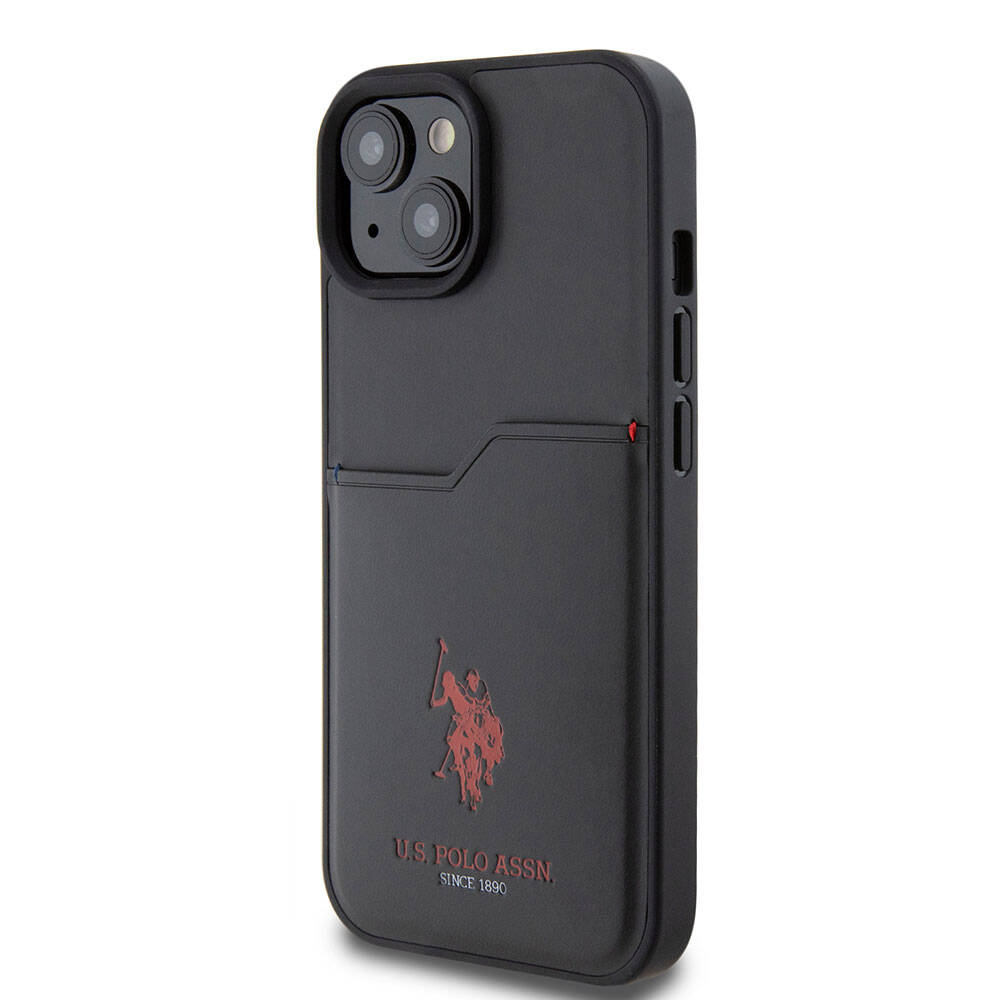 iPhone 15 Kılıf U.S. Polo Assn. orijinal Lisanslı Baskı Logolu PU Kartlıklı Kılıf
