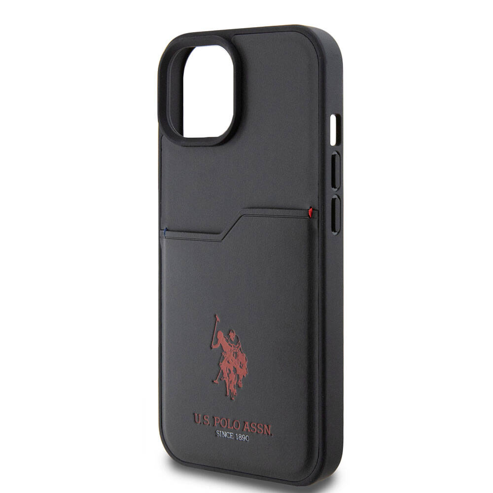 iPhone 15 Kılıf U.S. Polo Assn. orijinal Lisanslı Baskı Logolu PU Kartlıklı Kılıf