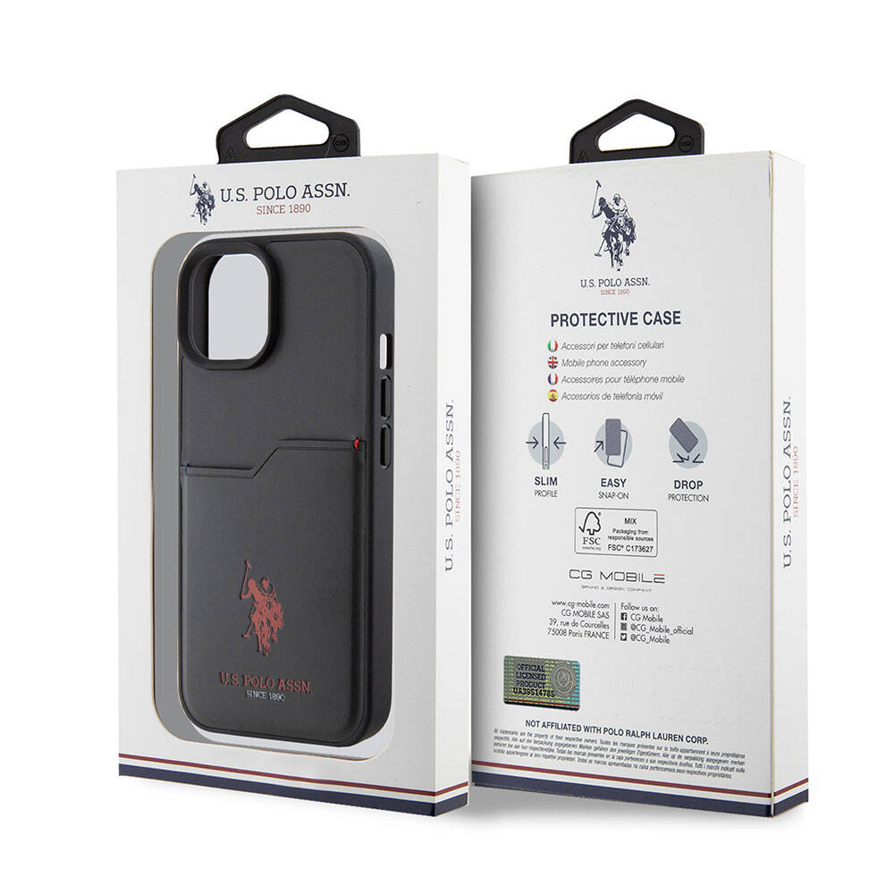 iPhone 15 Kılıf U.S. Polo Assn. orijinal Lisanslı Baskı Logolu PU Kartlıklı Kılıf